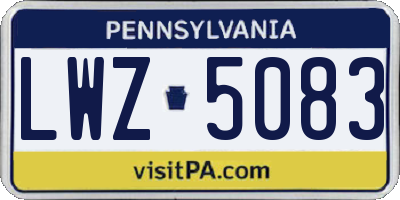 PA license plate LWZ5083