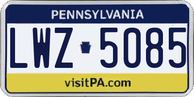 PA license plate LWZ5085