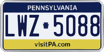 PA license plate LWZ5088