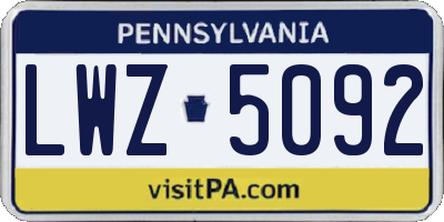 PA license plate LWZ5092
