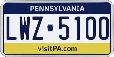 PA license plate LWZ5100