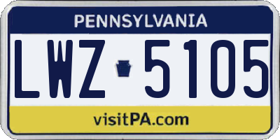 PA license plate LWZ5105