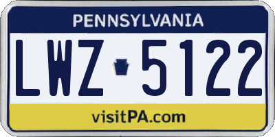 PA license plate LWZ5122