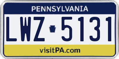 PA license plate LWZ5131