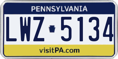 PA license plate LWZ5134