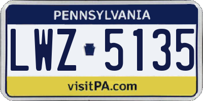 PA license plate LWZ5135