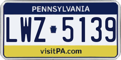 PA license plate LWZ5139