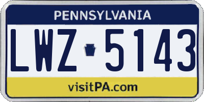 PA license plate LWZ5143