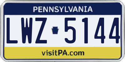 PA license plate LWZ5144