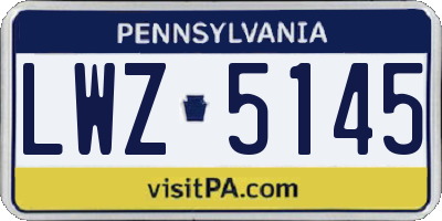 PA license plate LWZ5145
