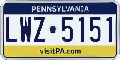 PA license plate LWZ5151