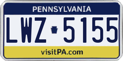 PA license plate LWZ5155