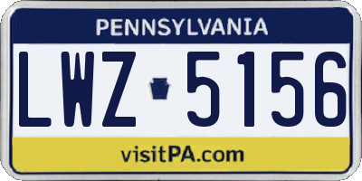 PA license plate LWZ5156