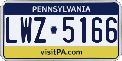 PA license plate LWZ5166
