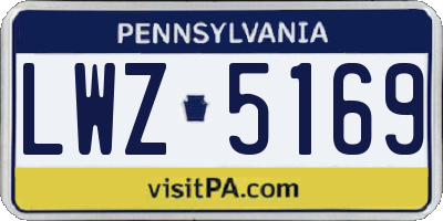 PA license plate LWZ5169
