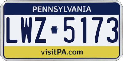 PA license plate LWZ5173