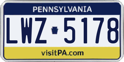 PA license plate LWZ5178