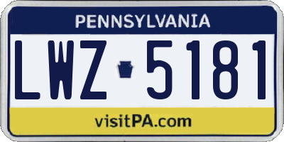 PA license plate LWZ5181