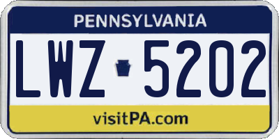 PA license plate LWZ5202