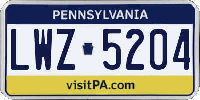 PA license plate LWZ5204