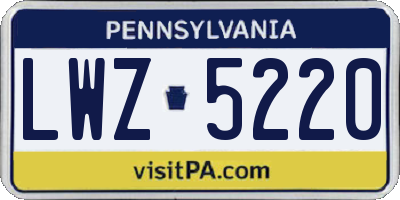 PA license plate LWZ5220