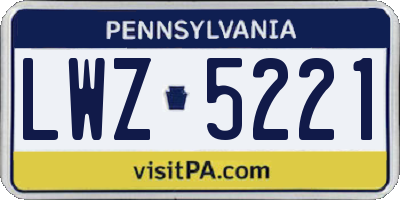 PA license plate LWZ5221