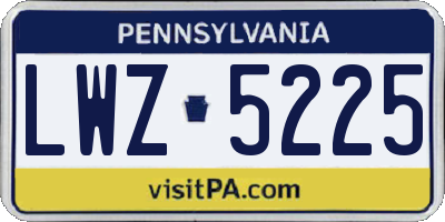 PA license plate LWZ5225