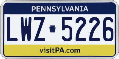 PA license plate LWZ5226