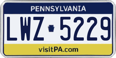 PA license plate LWZ5229