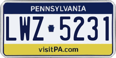 PA license plate LWZ5231