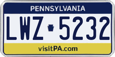 PA license plate LWZ5232