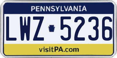 PA license plate LWZ5236