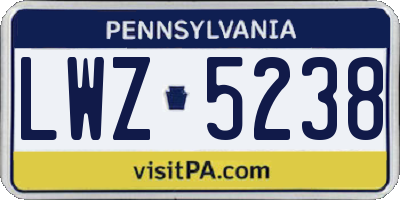 PA license plate LWZ5238