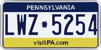 PA license plate LWZ5254