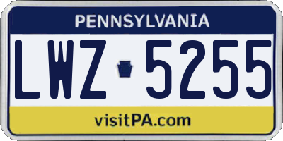 PA license plate LWZ5255