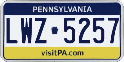 PA license plate LWZ5257