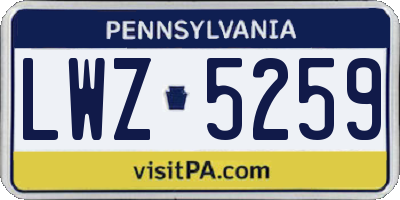 PA license plate LWZ5259