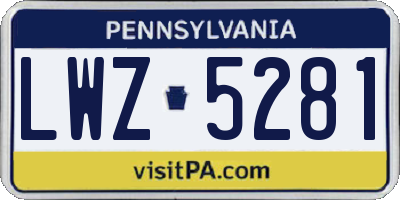 PA license plate LWZ5281