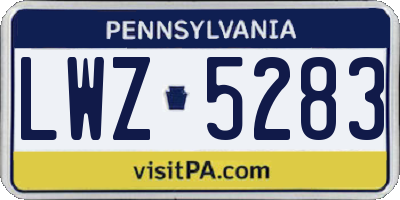 PA license plate LWZ5283