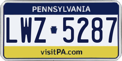PA license plate LWZ5287