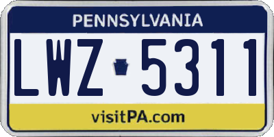 PA license plate LWZ5311