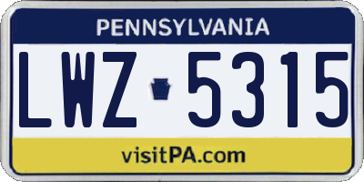 PA license plate LWZ5315