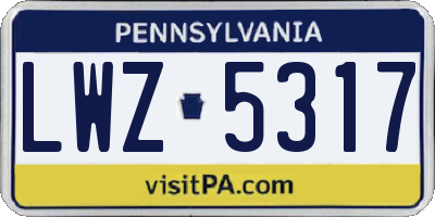 PA license plate LWZ5317