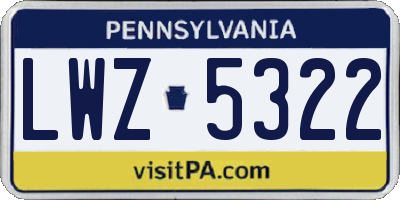 PA license plate LWZ5322