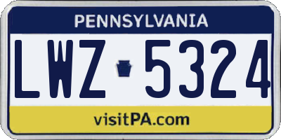 PA license plate LWZ5324