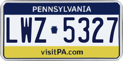 PA license plate LWZ5327