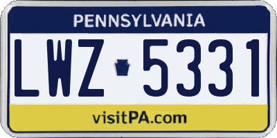PA license plate LWZ5331