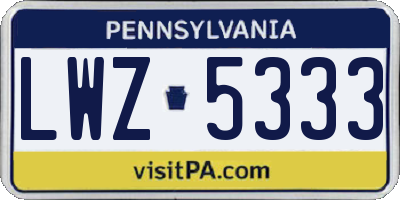 PA license plate LWZ5333