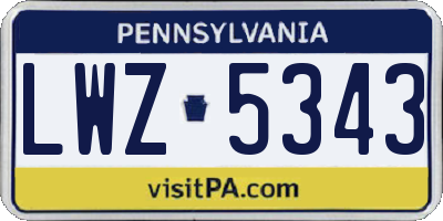 PA license plate LWZ5343