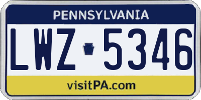 PA license plate LWZ5346